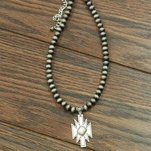 Natural White Turquoise Aztec Necklace